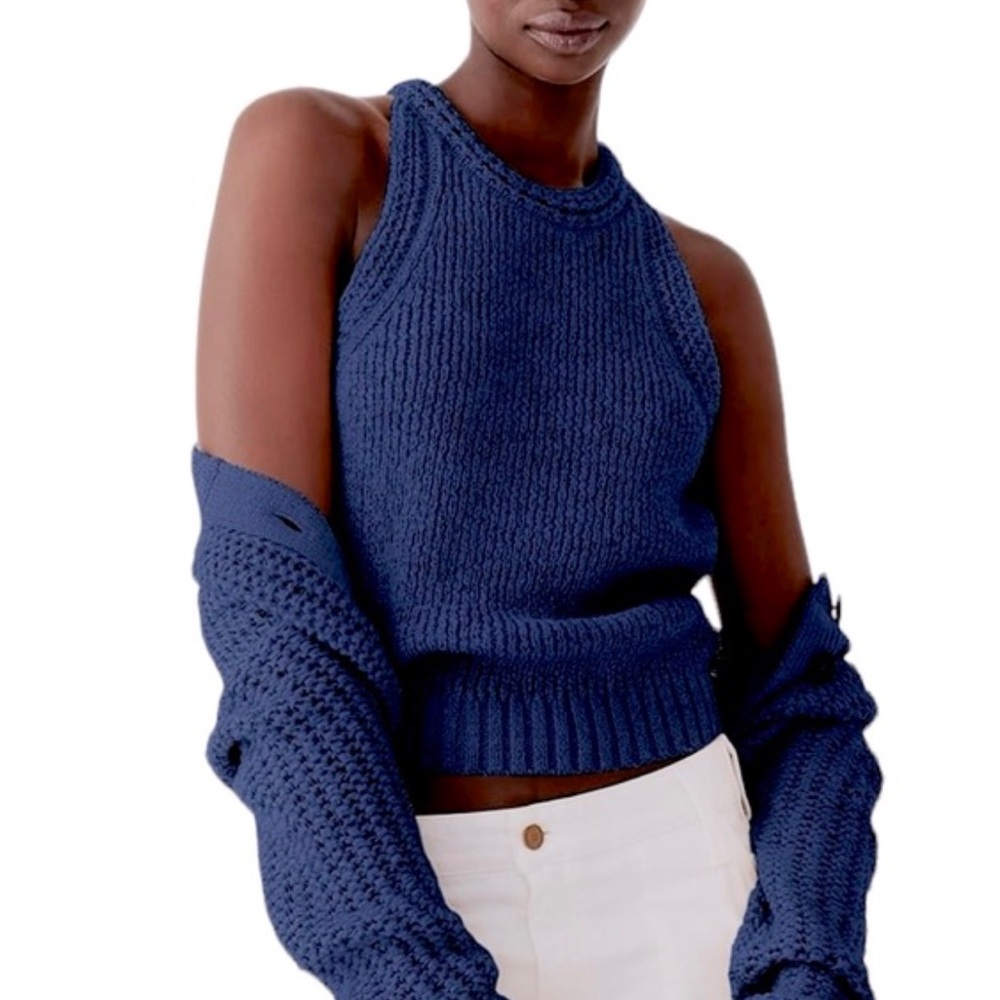 NWT J.Crew Textured Knit Sweater High Neck Tank Top